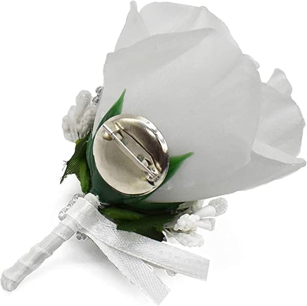 Bryllupsdekorasjon for menn Håndledd Bryst Hvit Roseblomst (Hvit) 2 Stykker