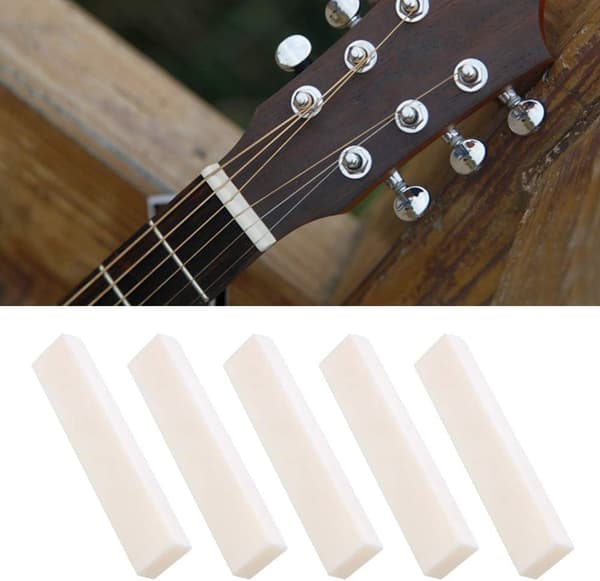 DIY tomt buffelben, muttersträng kudde ben osågad gitarrstall för klassisk elektrisk akustisk gitarr 52 x 6 x 10 mm (5-pack)