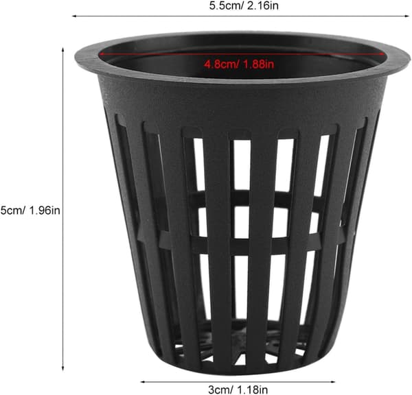 Havenetkop, plastik hydroponics netpotkurv hydroponisk plantenet, 2 tommer (sort) black