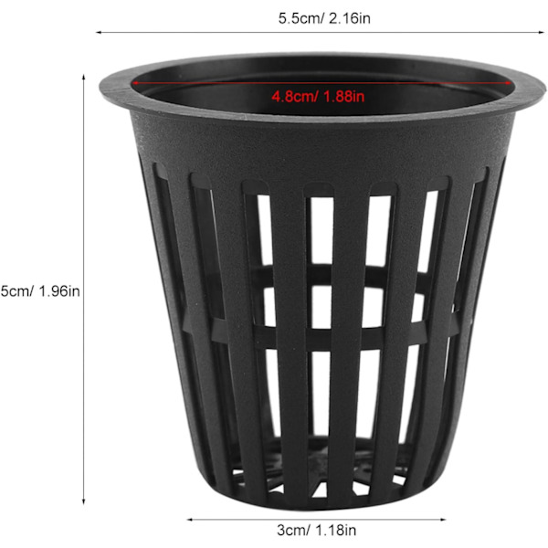 Trädgårdsnätkopp, plast hydroponisk nätkruka korg hydroponisk planteringsnät, 2 tum (svart) black