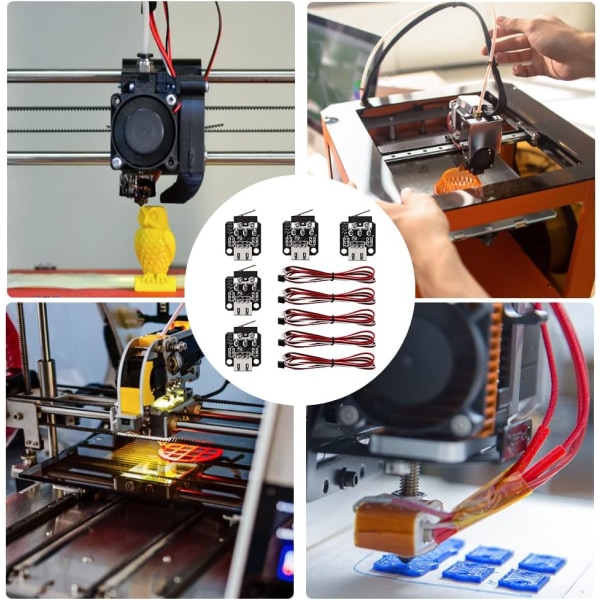 5 st 3D-skrivargränslägesbrytare, 3D-skrivare med 3 stift 1 m kabel, kompatibel med Ender 3/5/pro