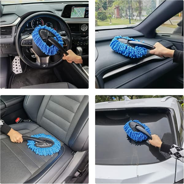 2-pakning Mini Mikrofiber Bil Dash Støvbørste, Multifunksjonell Bilrengjøringsbørste blue