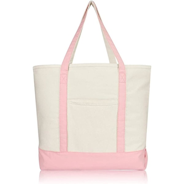 Ekovänlig Canvasväska 22\" Heavy Duty Cotton Canvas Tote (Dragkedja) - rosa Pink