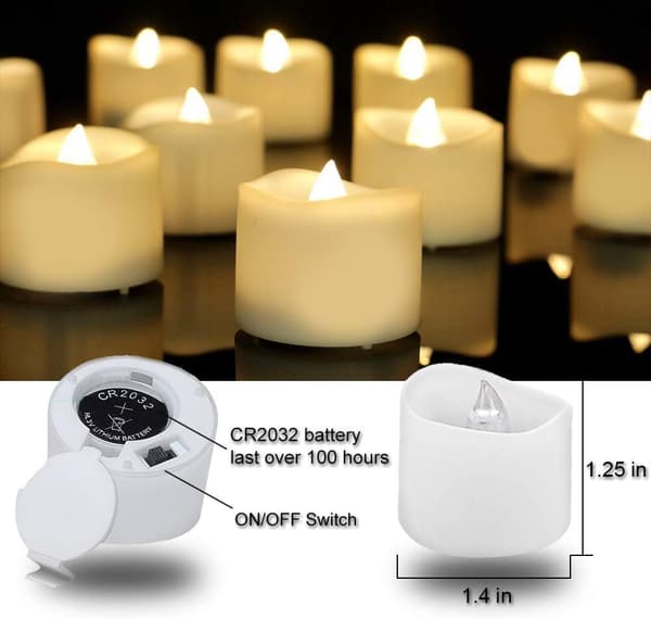 24 varmhvite LED-telys og 24 blå LED-telys, langvarige
