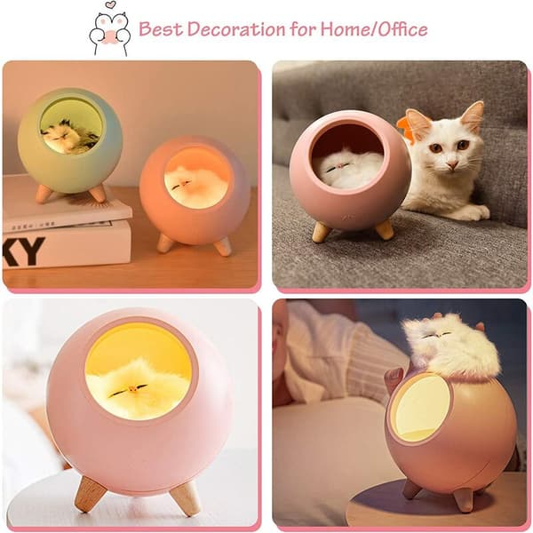 Kattehus natlys hus sengelampe stemningslys (pink (kat)), til stue og børneværelse