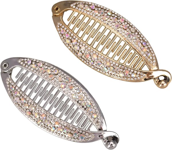 Rhinestone galvanisera fiskklämmor 2 delar (guld + silver) Medium S