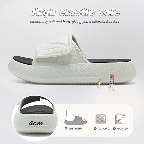 Badsandaler Damtofflor Molnskor Herrsommar Mysiga Slides Cloudyzz Tofflor Halkfria（vit svart） White Black
