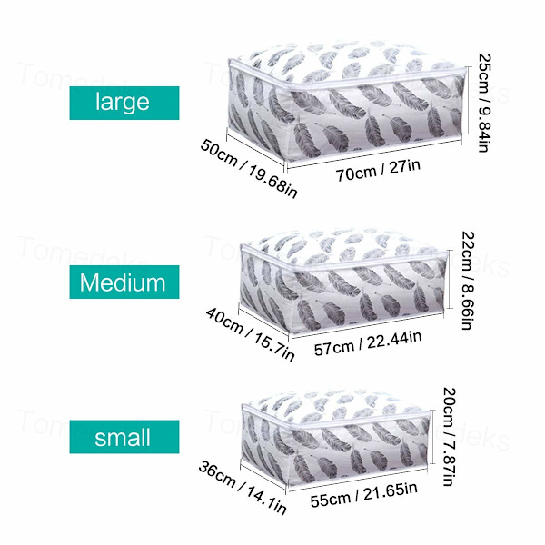 Förvaringsväska 3-pack, PEVA transparent klädväska med robust dragkedja, hopfällbar L