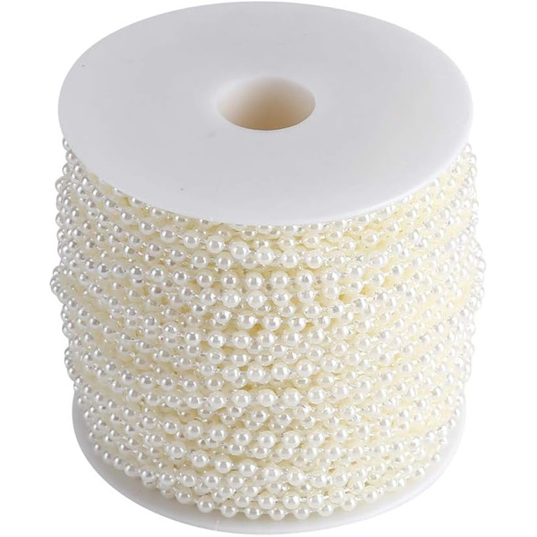 40 m/rulle 4 mm konstgjorda pärlor diy ornament pärlgardin w/festival festdekoration beige dekoration