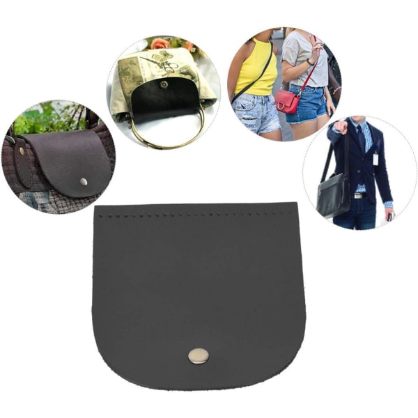 Läder DIY sytillbehör, väska flip cover split läder magnetiskt spänne (svart) Black
