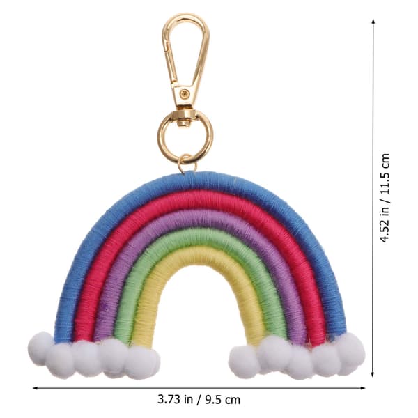 1 st Macrame regnbågsnyckelring, handvävd bomullsrep bohemisk hänge (Blå) Blue
