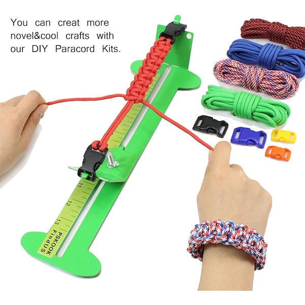 2-i-1 Paracord jig kit Justerbar längd Armband Maker Kit DIY Craft  Verktyg 4\" till 13\", Mörkgrön green