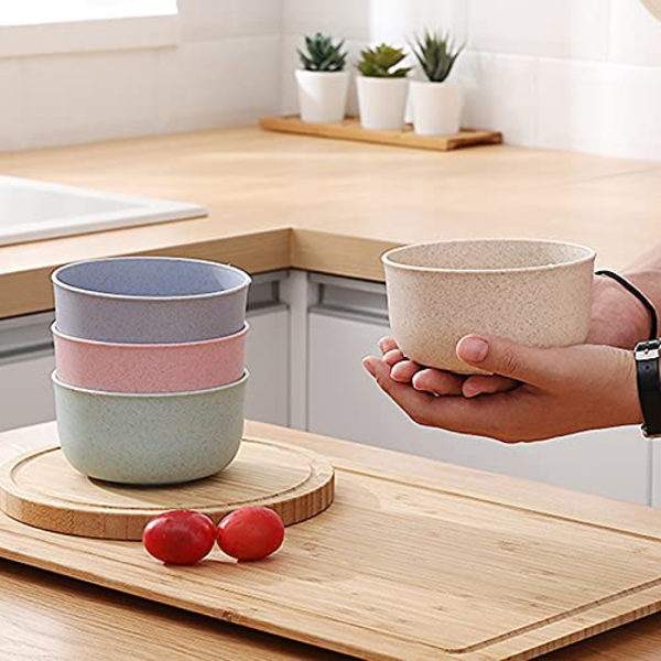 Set med 4 stora okrossbara frukostskålar gjorda av lätt plast - diskmaskin och mikrovågsugn