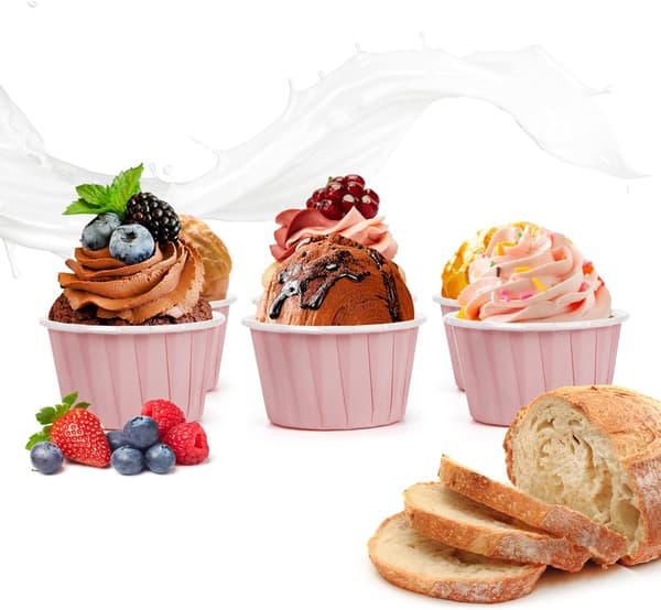 Pakke med 50 papir-muffinsforme, mini-cupcakeforme til bryllupper, fødselsdage (lyserød)