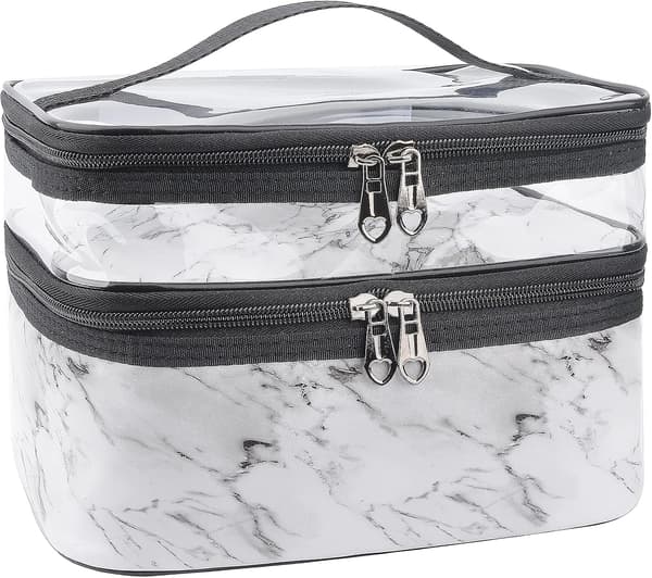 Makeup tasker Dobbeltlags rejse kosmetiketuier Make up Organizer Toilettasker (hvid) White