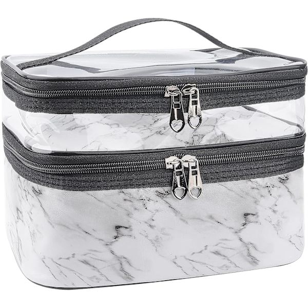 Makeupväskor Dubbla Lager Resekosmetiska Väskor Makeup Organizer Toalettväskor (vit) White
