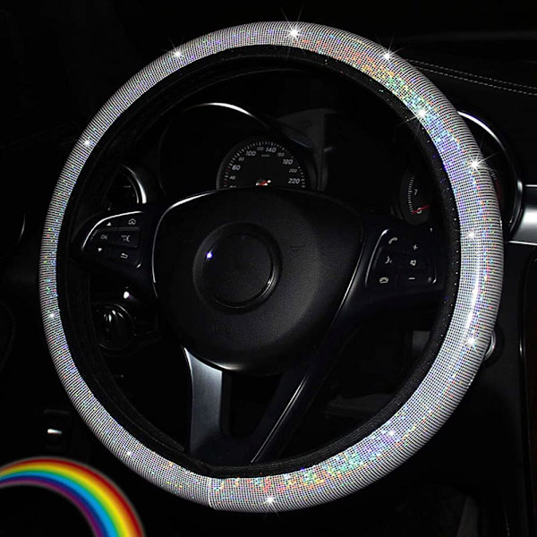 Glitter Rattmuff för Ratt, Universell Halkfri Glittrande Färgglad Rattmuff (Vit) White