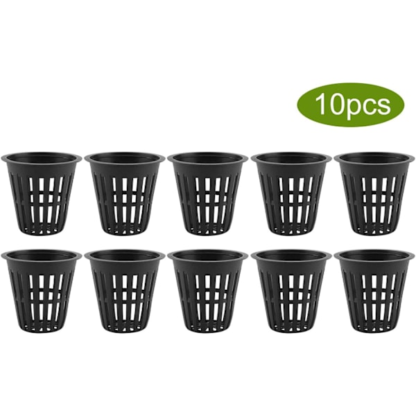 Trädgårdsnätkopp, plast hydroponisk nätkruka korg hydroponisk planteringsnät, 2 tum (svart) black