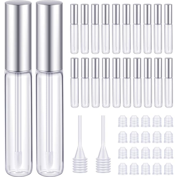 Lipglossrør Tomme Lipglossbeholdere Klare Sølv 20 stk 10 ml silver