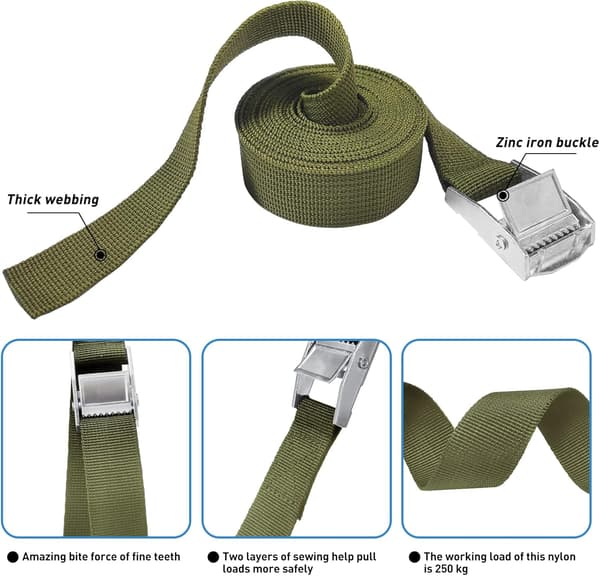 NineClouds syremmer - Kloformede stropper med strammespenner for motorsykkelstropper, solide stropper for lastestropper - 2 meter - pakke med 4 2m