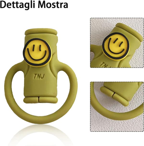 2-i-1 Datakabelbeskyttelse, Sød Silikone Datakabelopruller, Universal Mini Data (Smil Grøn) color 2