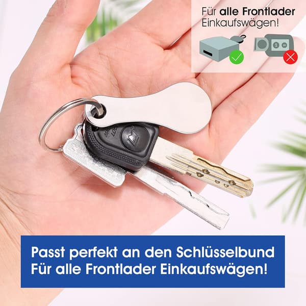 Nøkkelring i rustfritt stål, avtakbar handlevogn-token, 2 stk (svart)