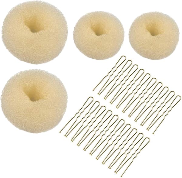 Hår Donut, 4 STK Nem Knold Maker til Hår, Donut Knold Shaper (Beige)