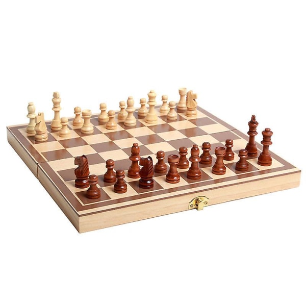 Bärbart hopfällbart magnetiskt schackbräde i trä 29*29cm Föräldra-barnspel