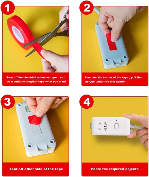 12m (5mm, 10mm, 15mm, 20mm) Solid dobbeltklæbende tape, velegnet til permanent fiksering