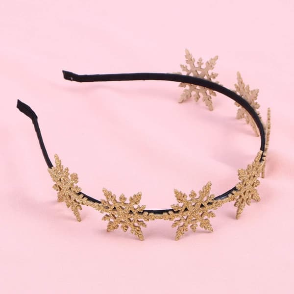 Jul baby hår accessoarer snöflinga hårbåge (gyllene) 1 st gold