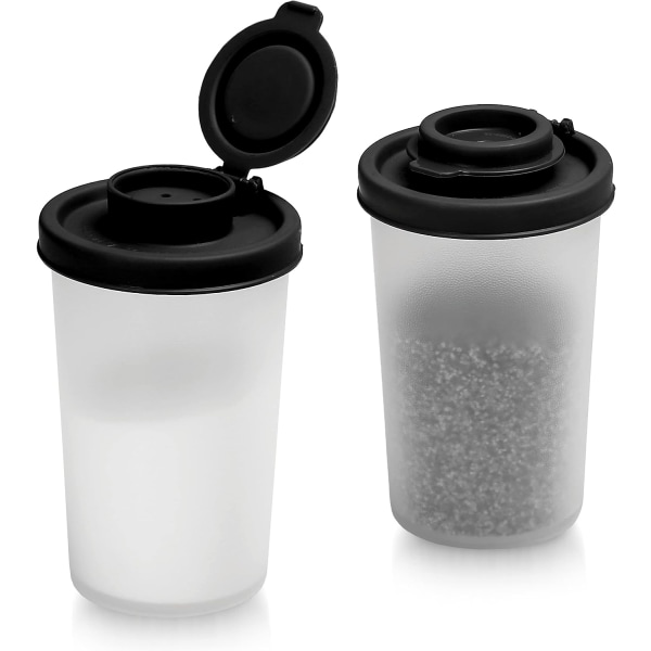 WARE Små salt- och pepparshakers för resor, camping och to-go-låsbar-135 g, 2-pack (stor svart)