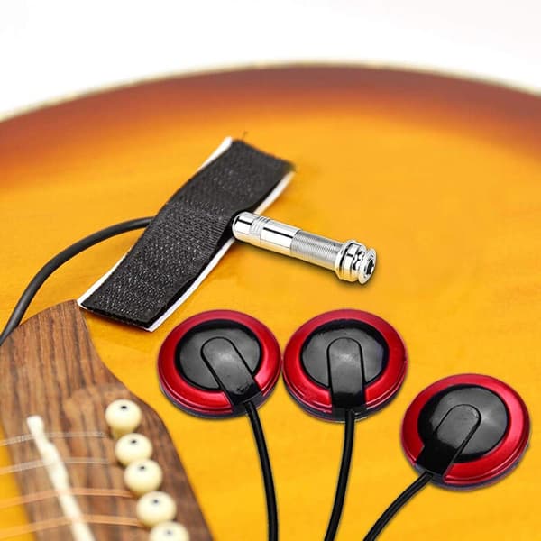 Gitar Pickup Selvklebende Design Pickup Mikrofon Transduser Sett Ingen Batteri Nødvendig