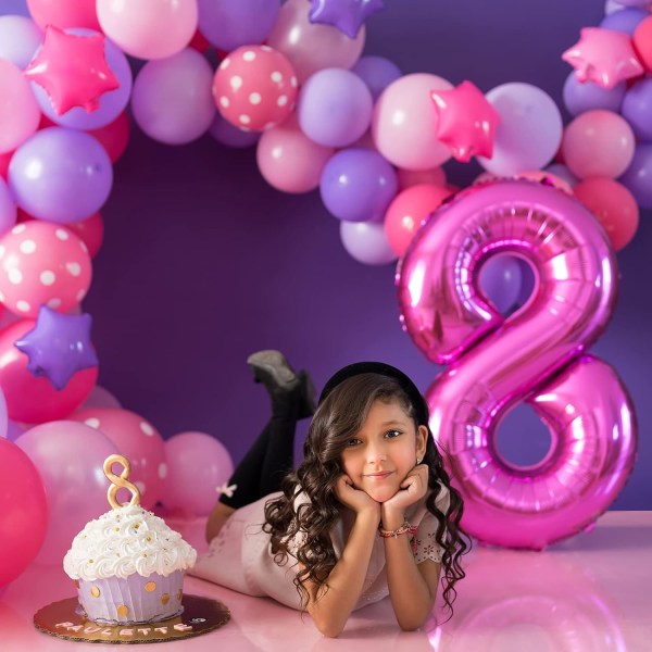 1 st 40 tum stor digital folieballong för födelsedagsfestdekorationer (rosa, 8) pink 8