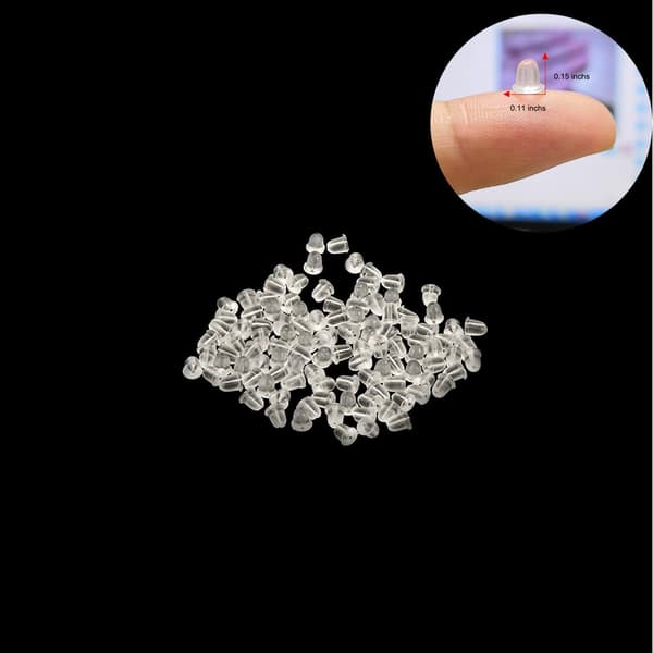 Silikone øreringerygge 1200 stk. Bløde, klare ørestykker, diameter 4 mm