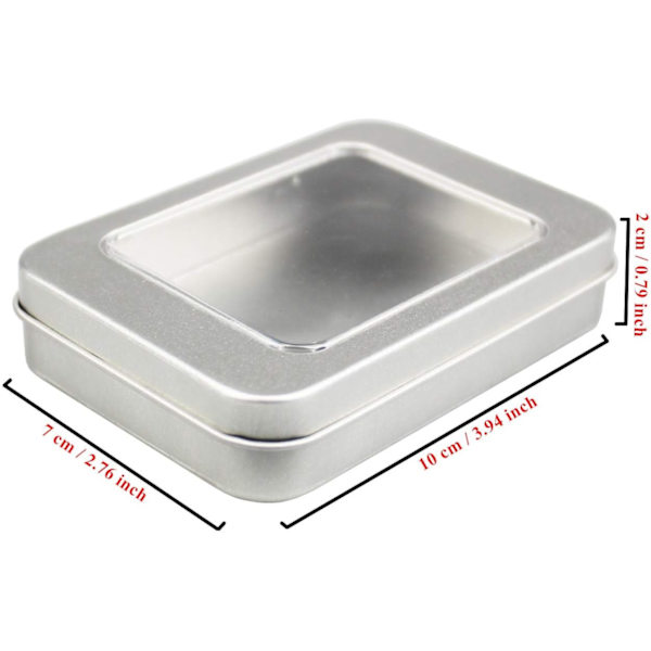 8 rektangulära bitar tomma metallgångjärnslådor förvaringsbehållare hemma arrangör minilåda 10 x 7 x 2 cm (silver)