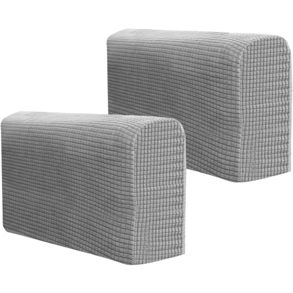 2 ST soffarmstödsöverdrag, justerbara, stretchiga soffarmstödskåpor, halkfri möbelskydd (grå) grey