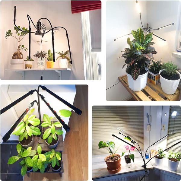 Plantelys, Vekstlys for Innendørsplanter, 80 LED-vekstlys med Timer, 3 Brytermoduser