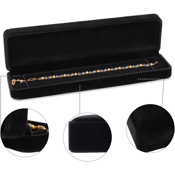 Set med 2 klassiska sammetshalsbandskedja armband displayfodral smyckesgåvoask 8,7x1,6x2 tum