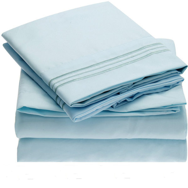 Full Size Sängkläder Set - Lyxhotell Sängkläder och Örngott - Ultra Mjuka Svala Lakan - Rynk-, Blek-, Fläckbeständiga - 4 Pack (Himmelsblå,FULL)