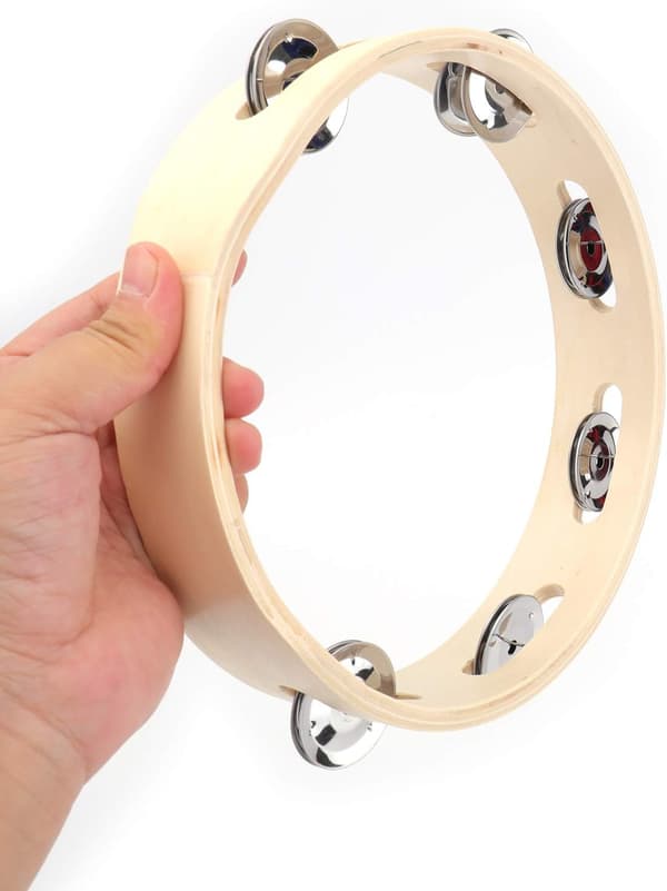 2-pack 8\" trätamburiner - 6 par bjällror i en rad Trätamburiner