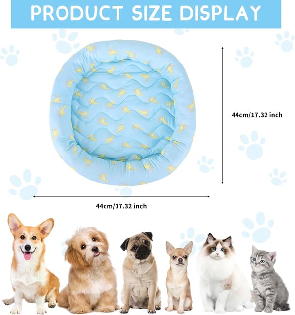 Kølemåtte Kat, 45 cm Rund Kølemåtte Hund, Kølemåtte Hund (Blå)