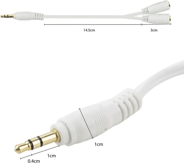 3,5 mm hovedtelefon-øretelefonstik splitterkabel (hvid) White