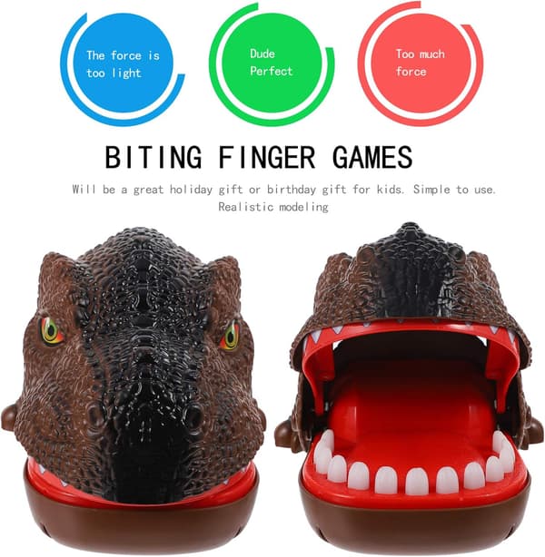 Interaktiv dinosaur-bitende finger-trikseleke for barn
