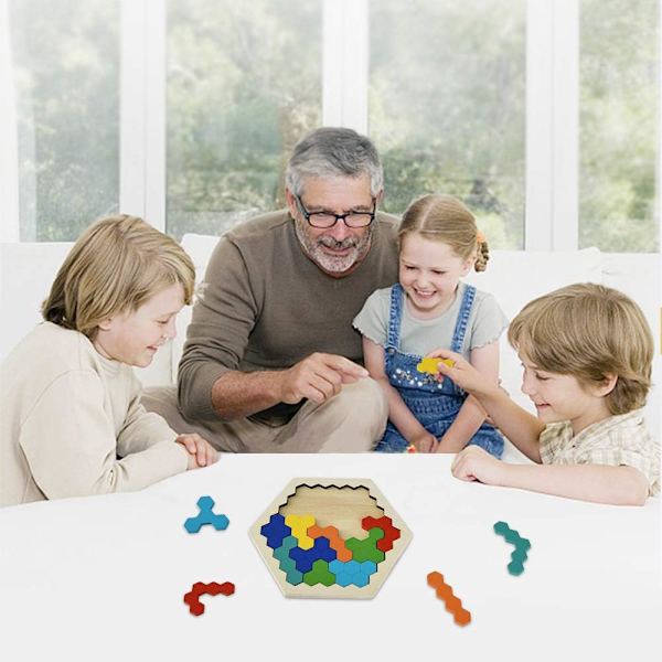 Hexagon pussel för barn, logik IQ-spel, pussel för barn