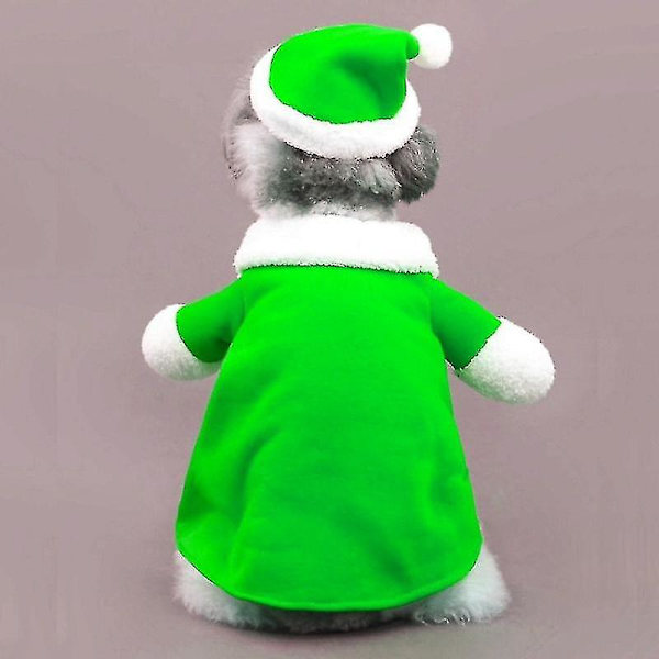 Pet Hoodie Juldräkt Hund Cosplay Varma Kläder (Gröna Kläder + Hatt, XS) green xs