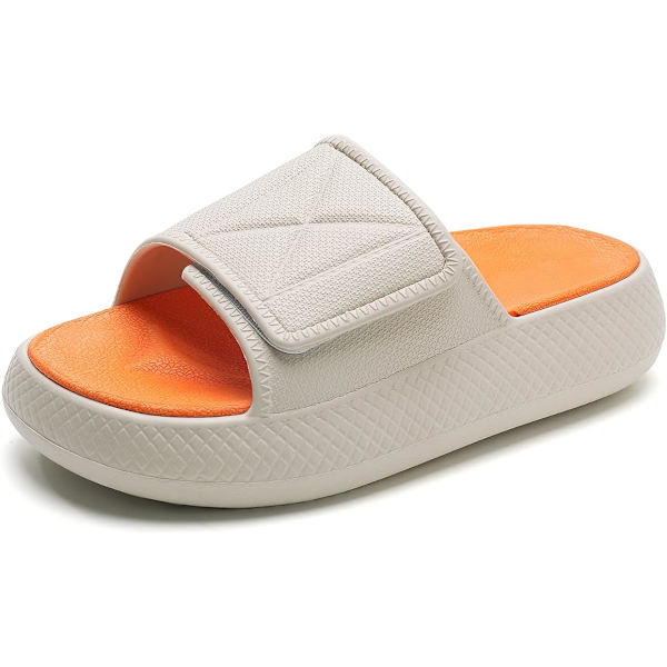 Badsandaler Damtofflor Molnskor Herrsommar Mysiga Slides Cloudyzz Tofflor Halkfria（vit orange） White Orange