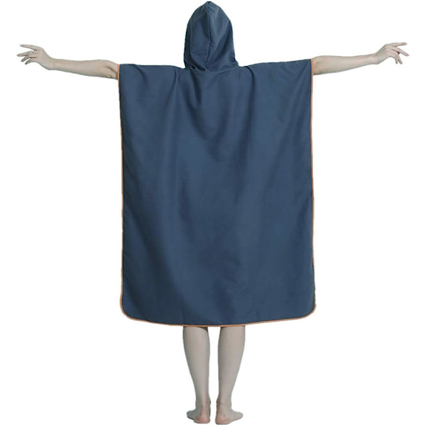 Unisex Badrock Poncho Strandhandduk Mikrofiber Snabbtorkande Badrock Poncho med Huva Badhandduk（marinblå） navy blue