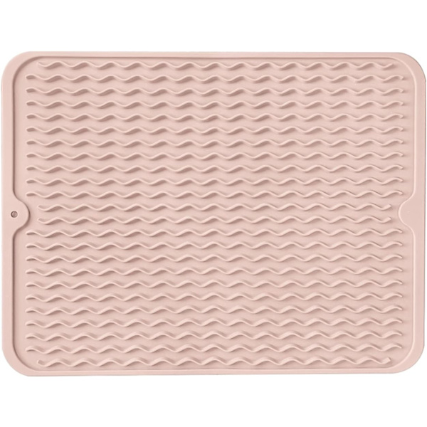 Silikon Diskställningsmatta, halkfri disk gummimatta torkmattor diskbänksmattor 16*12 tum Pink