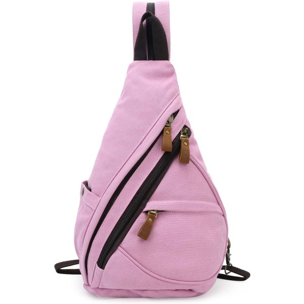 Unisex Sling Canvas Crossbody ryggsäck Casual Daypacks passar 9,7 tums ryggsäck för surfplattor (rosa) Pink