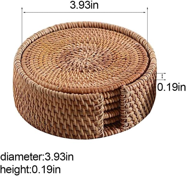 Rattanvevde underlegg Runde underlegg Isolasjonsputer Bordmatter - 6 deler
